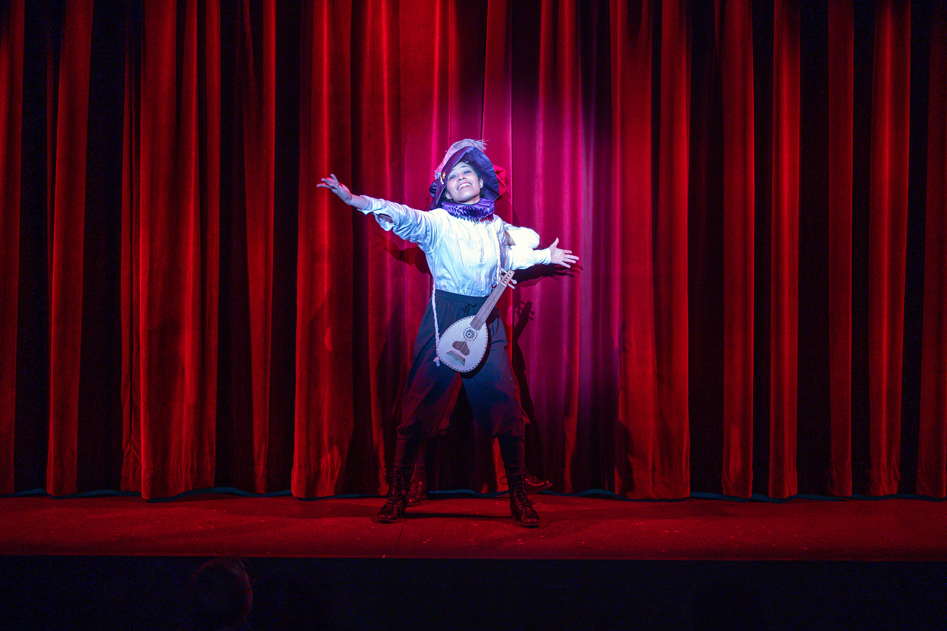 Zieozi Olen on stage during "Something Rotten"